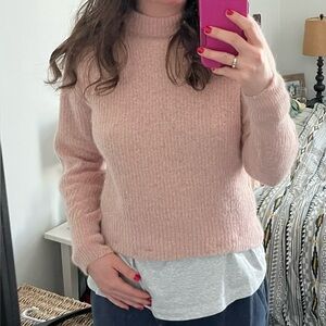 Everlane Women's Pink Cocoon Crew Neck Sweater